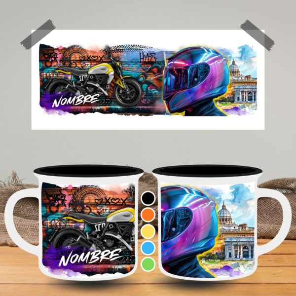 escanor taza mateo (3) Taza Sublimada Biker – Diseño Urbano "Street Art" Personalizable para Amantes de las Motos